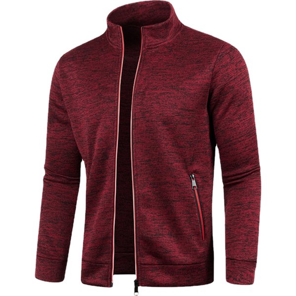 Autumn Winter Men's Zipper Knit Long Sleeves Thin Cashmere Fashion Top Sweater Coat