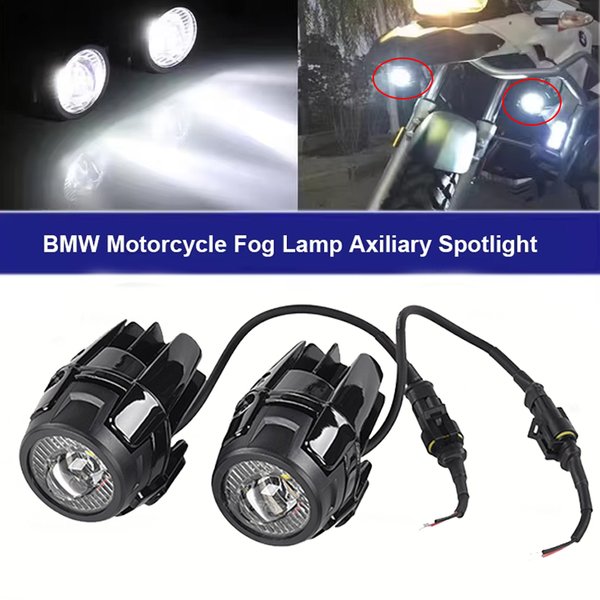 Ensemble de phares auxiliaires universels pour R1200GS F800GS F700GS F650 K1600 40W 6000K, phares antibrouillard auxiliaires pour moto