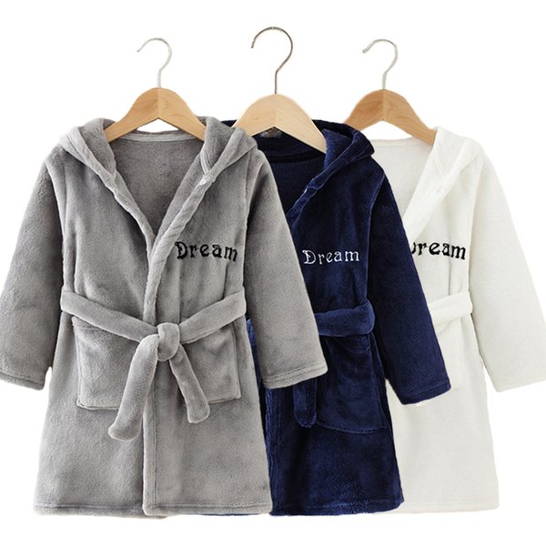 Pyjama en flanelle pour garçons et filles, vêtements de nuit d'automne et d'hiver pour enfants, vêtements de maison à capuche doux pour enfants de 2 à 8 ans