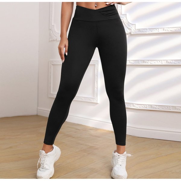 Leggings de sport sans couture pour femme, pantalon de yoga, push-up, taille haute, froissé, solide, fitness