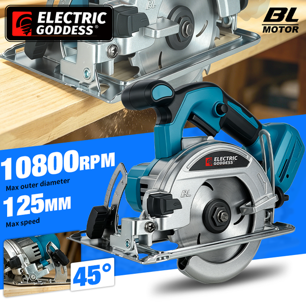 Scie circulaire électrique sans fil Electric Goddess 5 pouces, sans balais, pour le travail du bois, compatible avec la batterie Makita 18V Épinglette