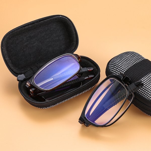 TR90 faltbare Lesebrille mit Reißverschlussetui, Unisex, tragbar, leicht, Presbyopie-Brille, Lesebrille +1,0 x ~ 4,0 x