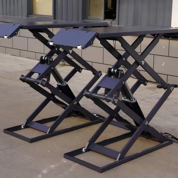 Pont élévateur automobile encastré à double ciseaux de 1,8 m, 3500 kg, avec alignement automatique, certifié CE