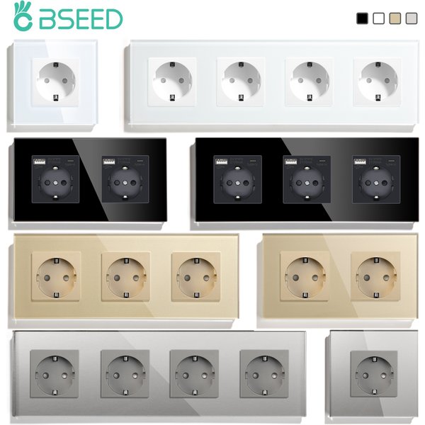 Bseed eu Standard Wand steckdosen Typ-C-Steckdosen Wand steckdose USB-Ladeans chluss Glasscheibe Kinderschutz 16a