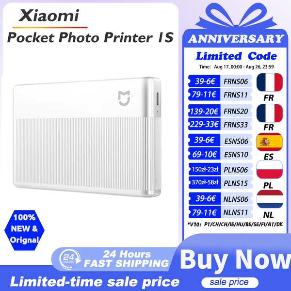Xiaomi Pocket Photo Printer 1S Drahtloser Bluetooth-Thermodrucker AR-Video ZINK Tintenlose Technologie Tragbares Drucken Mi Home App