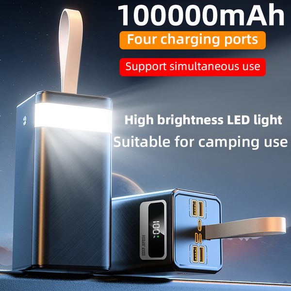 100000mAh mobile Powerbank mit großer Kapazität, 22,5W ultraschnelles Laden – geeignet für verschiedene elektronische Geräte, LED-Leistungsanzeige, tragbares Ladegerät, Beleuchtung mit hoher
