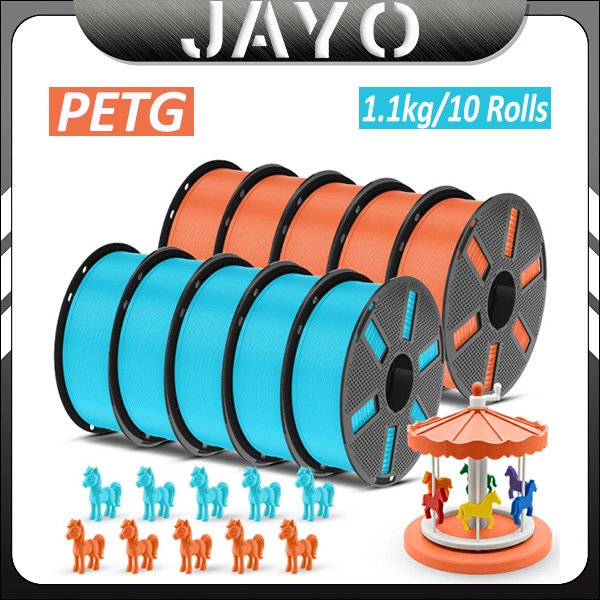 JAYO PETG 3D-Drucker Filament 1,75MM 10 Rollen 3D-Drucker PETG für FDM 3D-Druckmaterial 1,1KG/Rolle