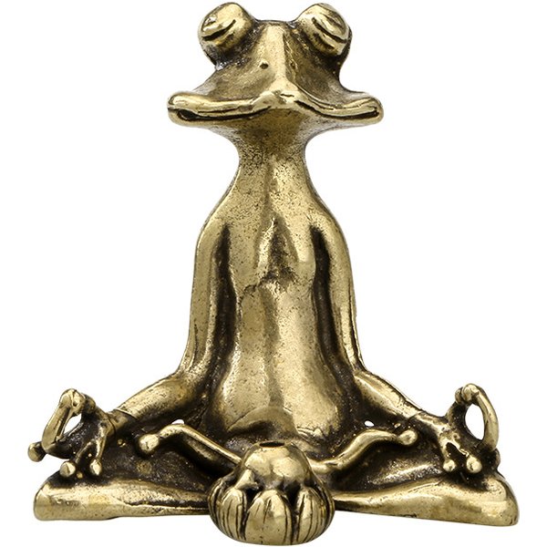 Statue de grenouille bouddhiste Zen de méditation en laiton Vintage, bibelot, Sculpture d'animal en cuivre, brûleur d'encens, décoration de bureau pour la maison, thé pour animaux de compagnie