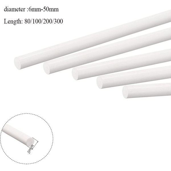 Nouvelle barre en polytétrafluoroéthylène (PTFE) blanche, 1 pièce, écologique, non toxique, pour bricolage, diamètre 6mm-50mm