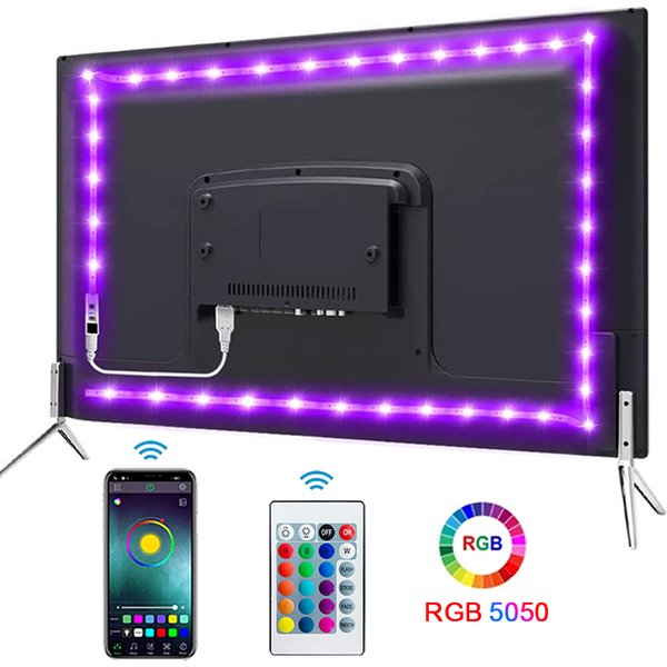Bande lumineuse LED Bluetooth 5050 SMD 5V USB RGB, ruban de lampe Flexible, Diode de télévision de bureau auto-adhésive