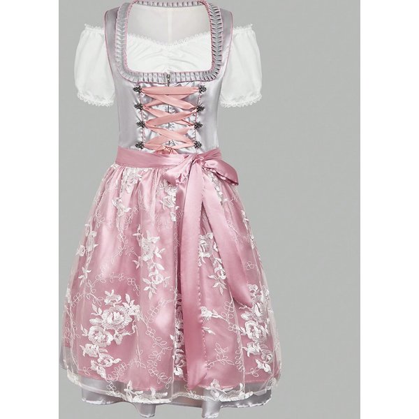 Costume de l'Oktoberfest de Munich pour femmes, ensemble trois pièces, jupe allemande, chemisier gris bavarois, tablier blanc, tenue de fête traditionnelle