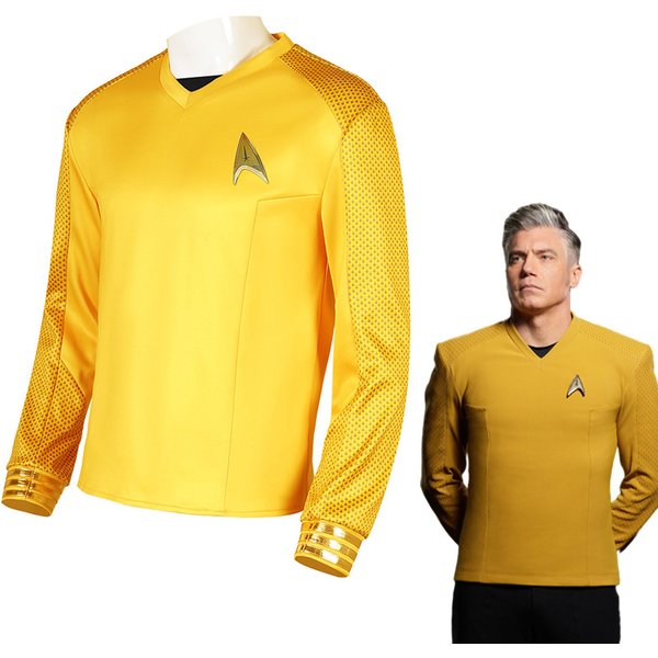 Costume d'Halloween pour adultes, cosplay de Captain Star Trek, TOS, uniforme doré Spock, bleu, hauts et robes Starfleet rouge