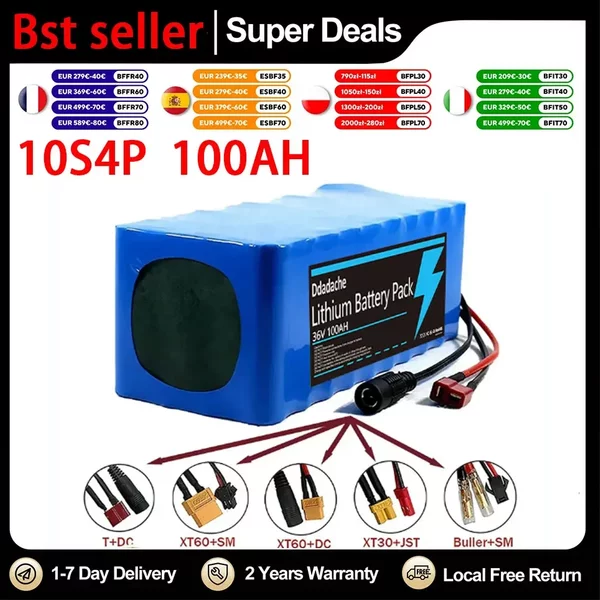 Original 10S4P Elektroroller 100Ah 36V Lithium-Akku 18650 Akkupack 36V 100Ah Elektroroller-Akku 36V