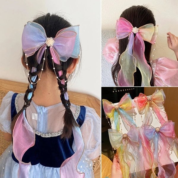 Mode Haar Zubehör Neue Mädchen Nette Bunte Chiffon Bogen Band Haarnadeln Kinder Süße Haar Clips Haar Zubehör