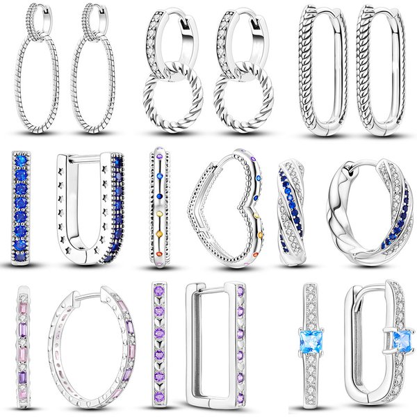 Argent plaqué U rond coeur forme CZ Zircon boucles d'oreilles cerceau boucles d'oreilles pour les femmes bricolage fabrication bijoux cadeau livraison directe
