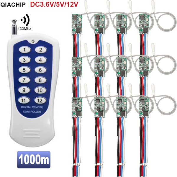 QIACHIP 433 MHz Drahtlose RF Fernbedienung DC12V 5 V 24 V Modul Schalter Empfänger 433,92 MHz Modul mit Long Range Sender Licht