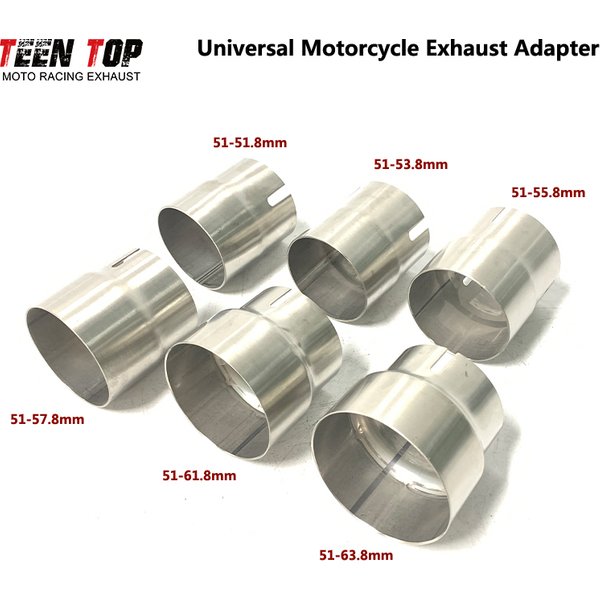 Universeller Motorrad-Auspuffadapter 51mm auf 51,8mm 53,8mm 55,8mm 57,8mm 60,5mm 63,8mm 38mm Reduzierstück zur Verbindung mit Schalldämpfer 304 Edelstahl