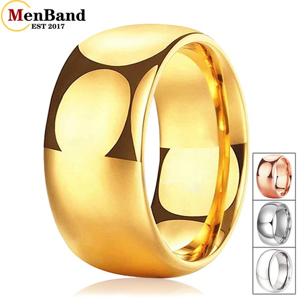 MenBand – bagues classiques en tungstène pour hommes, 10mm, bijoux de mode, dôme poli, ajustement confortable, 7-15