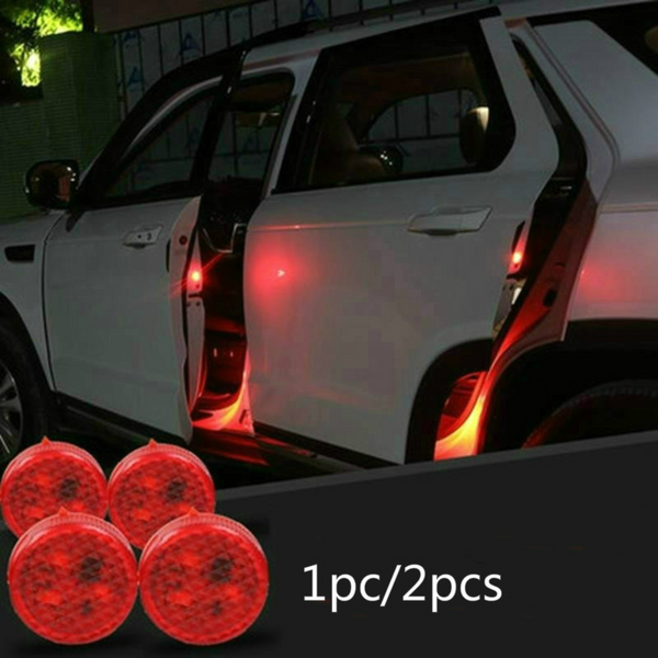 2PCS Auto Tür Licht Warnung Licht Anti Kollision Flash Rot Drahtlose Alarm Lampe Strobe Licht Blinker Parkplatz Licht