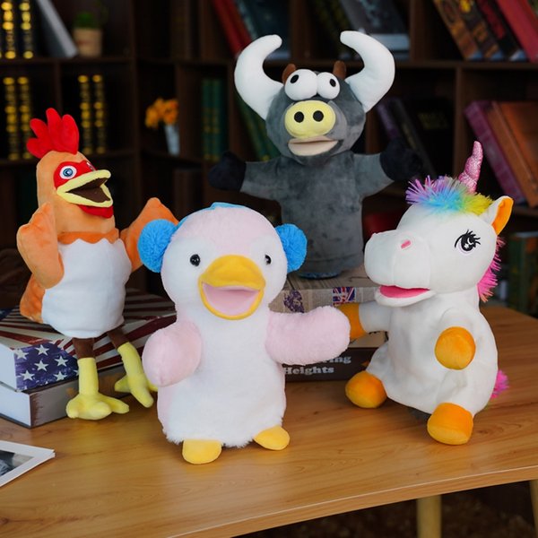 Niedliche Tier-Plüsch-Handpuppen, Stofftiere, Hühner, Einhorn, Rinder, Pinguin, Geschichte, vorgeben, spielen, Puppe, Plüschtiere, Geschenk für Kinder