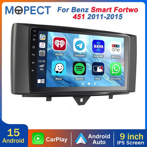 MOPECT für Mercedes-Benz Smart Fortwo 451 2011–2015 Android 15 Autoradio 4+64G/ 6+128G CarPlay GPS Bluetooth RDS FM DAB+ Stereo