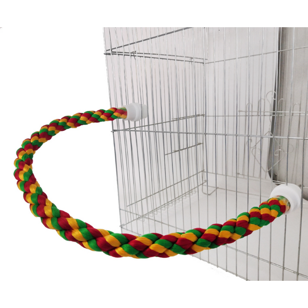 Jouet de morsure d'oiseau, perroquet multicolore, corde tissée sur pied, jouet à mâcher, perroquet pliable pour animaux de compagnie, perchoirs debout pour perruche