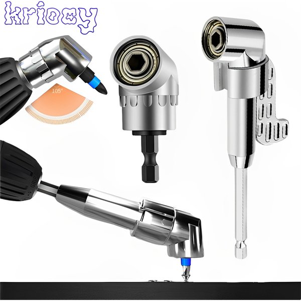 Fixation de perceuse à Angle droit de 105 degrés et Kit d'embout d'extension d'angle Flexible pour perceuse ou tournevis outils d'adaptateur de douille de 1/4"
