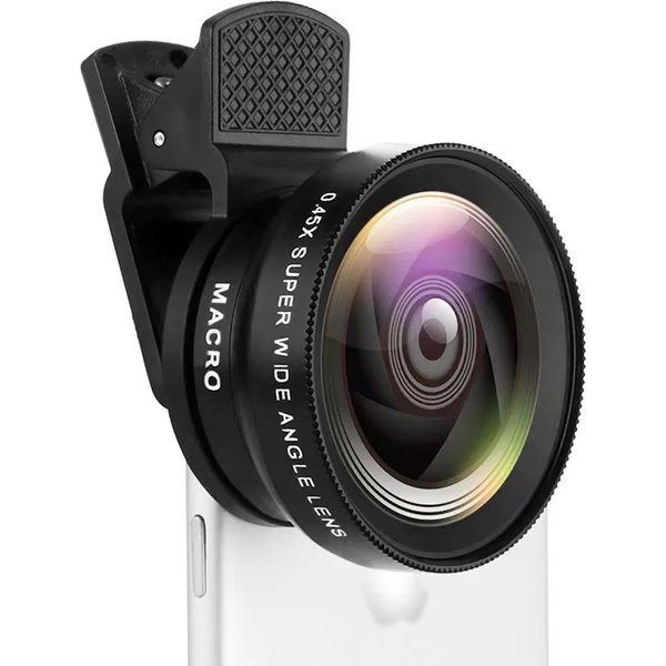 2 IN 1 Objektiv Universal Clip 37mm Handy Objektiv Professionelle 0,45x 49uv Super Weitwinkel + makro HD Objektiv Für iPhone Android