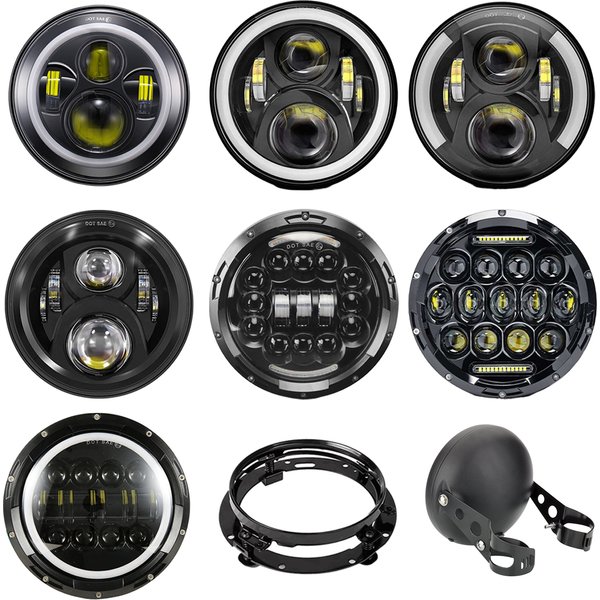 Uniwersalny motocykl samochodowy 7 Cal reflektor Led DRL H4 reflektor dla Harley BMW Yamaha Honda 7.5 "reflektory wspornik Retro wiadro