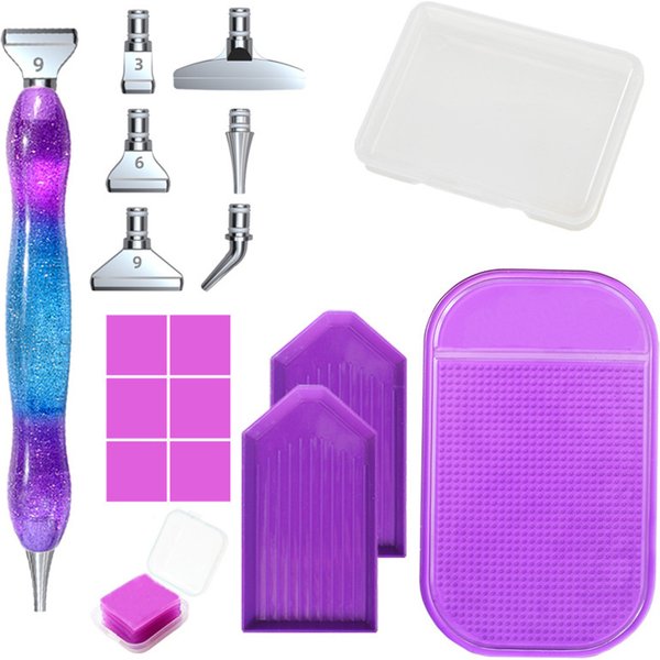 17 Stück Diamant-Malstifte-Kit, Metallspitzen & Harz-Bohr stifte, Diamant-Mal werkzeuge Zubehör mit Anti-Rutsch-Matte, Tablett, cl