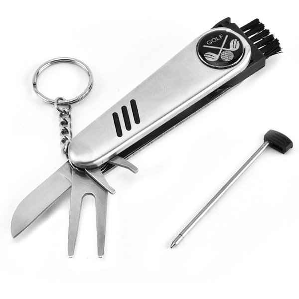 Stainless Steel Multi-Function Golf Tool- Save Space and Time as You Fix Divots, Clean Clubs,Keep Score,Mark Your Spot and Play