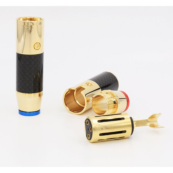 XLR Stecker-Buchse-Set - HIFI Symmetrischer Audiostecker mit Goldplattierung & Kohlefaser, Hochwertig X1802 X1803