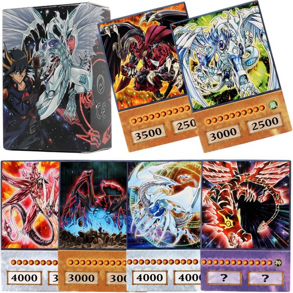 100 pièces Anime Style yu-gi-oh cartes yeux bleus magicien foncé Exodia obélisque Slifer Ra Yugioh DS5 classique Proxy bricolage carte enfants cadeau