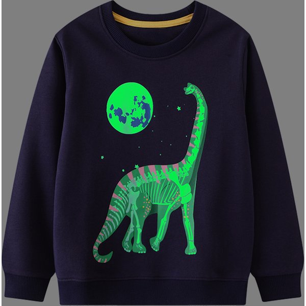 Little Maven Glow In The Dark Jungen Sweatshirt Leuchtende Jungen Mond Und Dinosaurier Baumwolle Kinder Kleidung für Herbst Kinder Kleidung