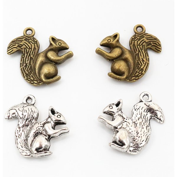 21x20mm 10pcs Antique Bronze and Antique Silver Plated Squirrel Handmade Charms Pendant:DIY for bracelet necklace