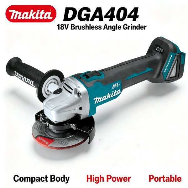 Makita DGA404 18V Akku-Bürstenloser Elektrischer Winkelschleifer Elektrowerkzeug zum Metallschneiden, Schleifen, Polieren, für Garage, Automobilwartung und Fertigung
