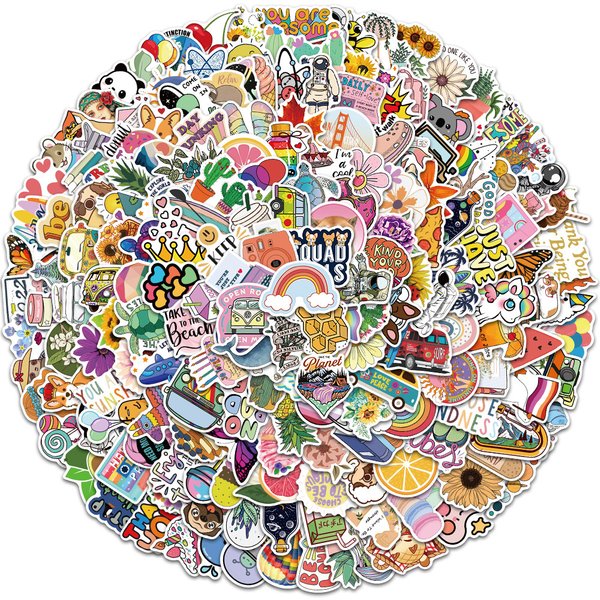 200PCS Cartoon PVC Small Fresh Cute Decorative DIY Stickers Notebook Travel Case Cell Phone Mug Guitar Helmet Decorative Decals