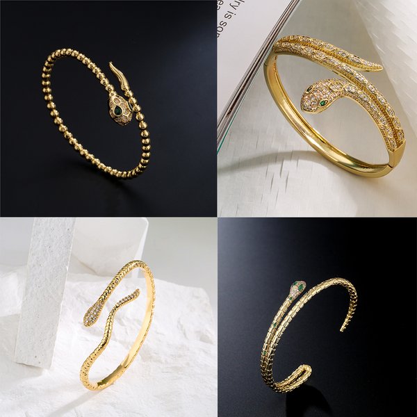Luxury Spirit Snake Bracelet For Women Fashion Zircon 18K gold electroplated copper Bracelets Bangle Bridal Jewelry Accessories