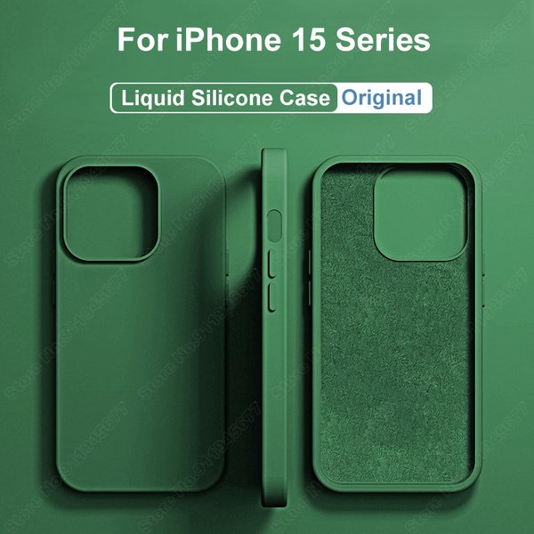 Étuis en Silicone liquide d'origine pour iPhone 15 14 11 13 12 Pro Max Mini XR X XS 8 7 6 Plus SE 3 coque souple de luxe accessoires de téléphone
