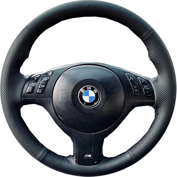 Juste de volant de voiture en cuir Élnoir, cousue à la main, bricolage, BMW 330i, 540i, 525i, 530i, 330Ci, E46, M3, E39, 2001-2014