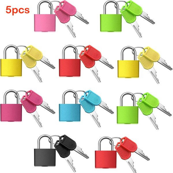 Lot de 5 mini-cadenas en acier robuste de 22 mm pour valise de voyage et journal intime, avec 2 clés, étui en plastique coloré, décoration