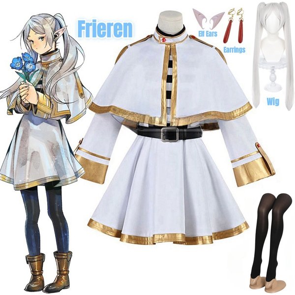 Costume de Cosplay Frieren au-delà du fin du voyage, robe de magicien Anime, oreilles d'elfe, fête d'halloween, Charistmas pour femmes et filles
