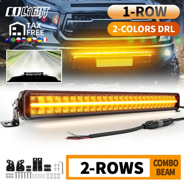 CO LIGHT LED-Lichtleiste, 22 Zoll, 50.000 lm, Spot-Flut-Kombinationsstrahl, DRL, 3500 K, zweireihig, Fahren, Off-Road-Nebelscheinwerfer für LKW, Auto