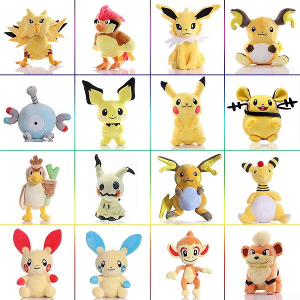 Jouets en peluche Pokémon électrique Raichu, 20cm, Minun Jolteon, poupées Pokemon Zapdos Mimikyu Ampharos Pidgeotto, cadeaux d'anniversaire pour enfants
