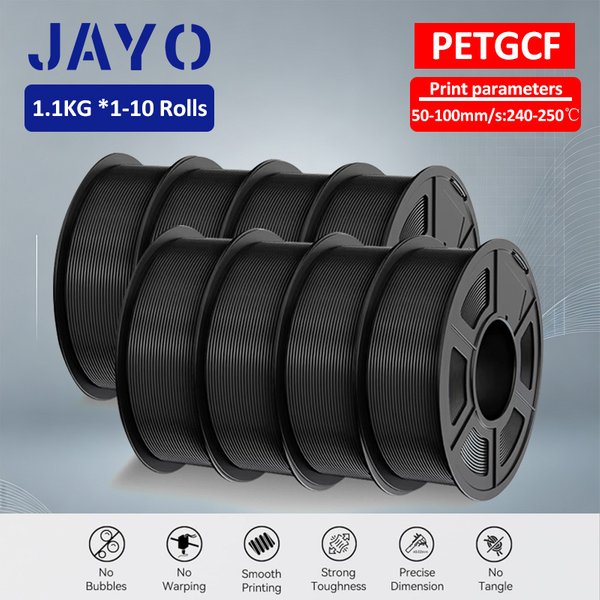 JAYO PETG-CF 3D-Drucker Filament 1,75mm PETG Kohlefaser-Filament Hohe Schlagfestigkeit Hitzebeständiges 3D-Druckmaterial