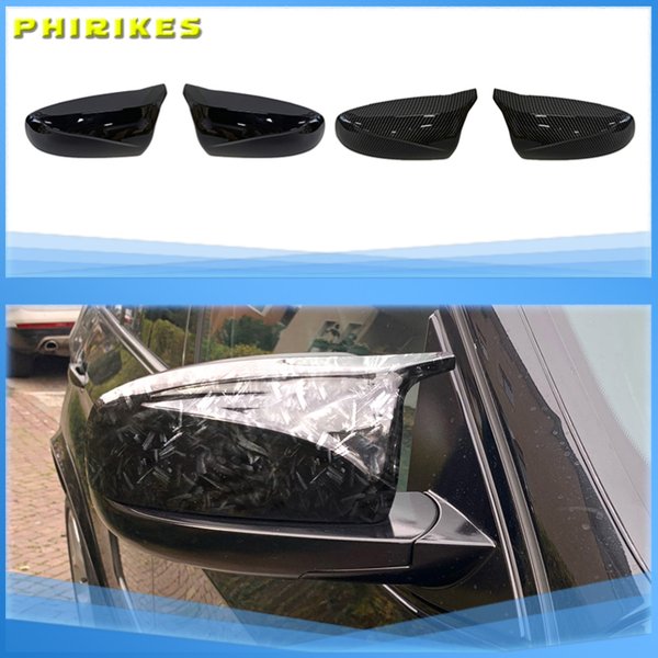 Capuchons de couverture de rétroviseur en fibre de carbone noir brillant, aile latérale modifiée, excellent motif, BMW X5, E70, X6, E71, 2008-2013, 2 pièces