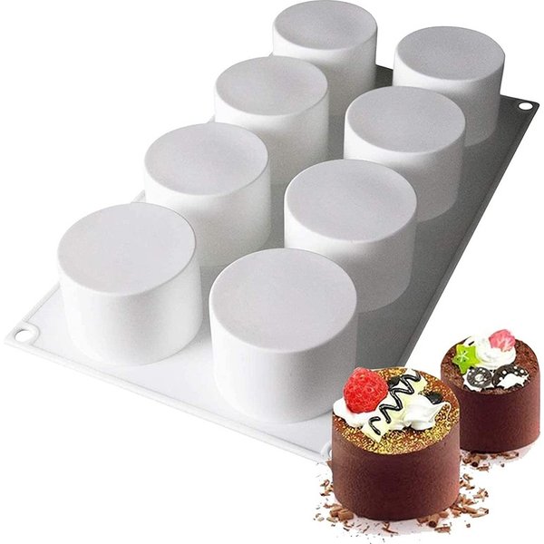 DIY Mousse Kuchen form 8-Kavität zylindrische Cupcake Form Silikon Aroma therapie Kerzen form dekorative gebackene Küche Zubehör