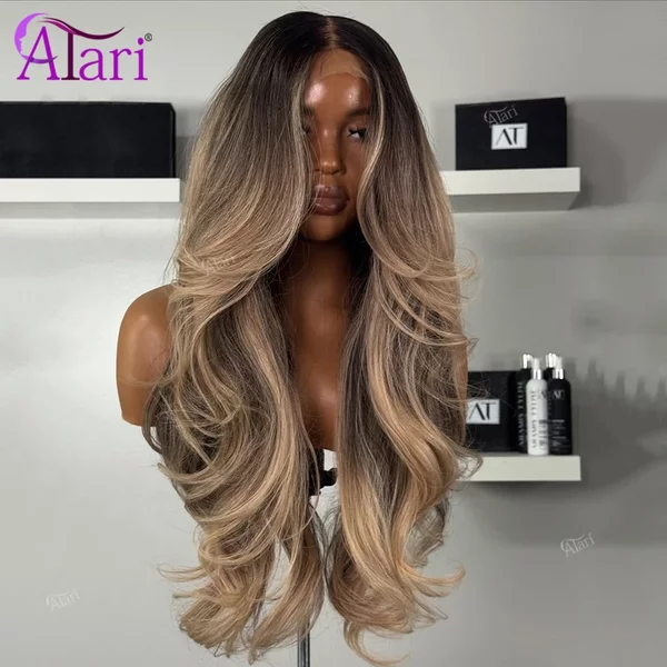 Perruque Lace Frontal Wig Body Wave brésilienne, cheveux naturels, brun cendré, gris, 13x4, reflets transparents, blond, 13x6, pre-plucked