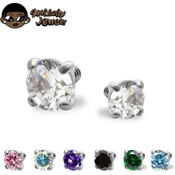 10 szt. Tytan F136 klasy implantowej 16G 2mm 2.5mm/3mm/4mm 5A CZ Wewnętrznie gwintowane końcówki do piercingu helix, chrząstki ucha, tragus