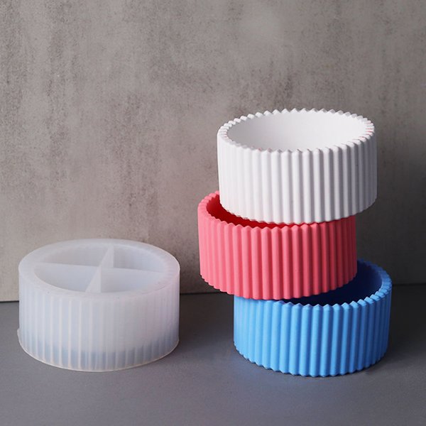 Pot de bougie rond en Silicone, moule rayé, plâtre, résine époxy, Pot de fleur, bricolage, fabrication de bijoux, pot de rangement, décoration de la maison, bijoux artistiques